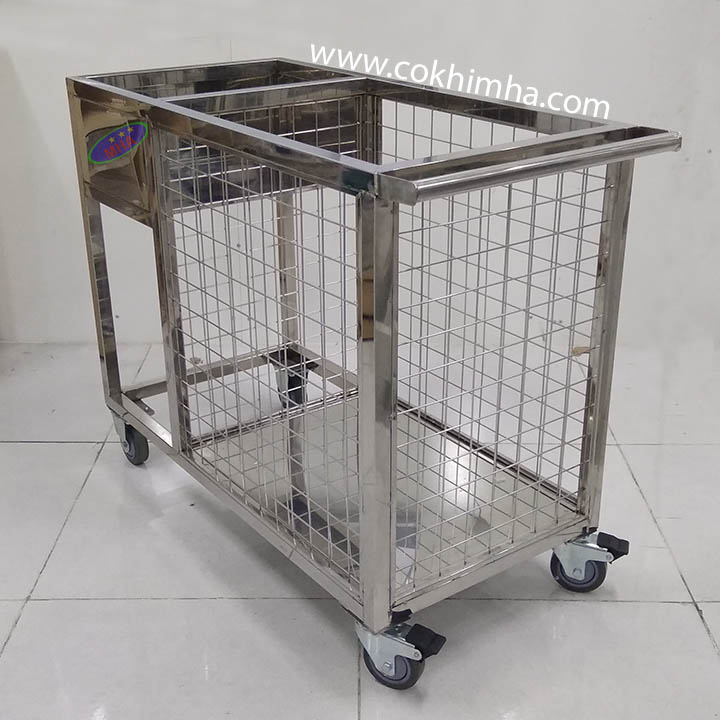 mua xe đẩy hàng 2 ngăn inox