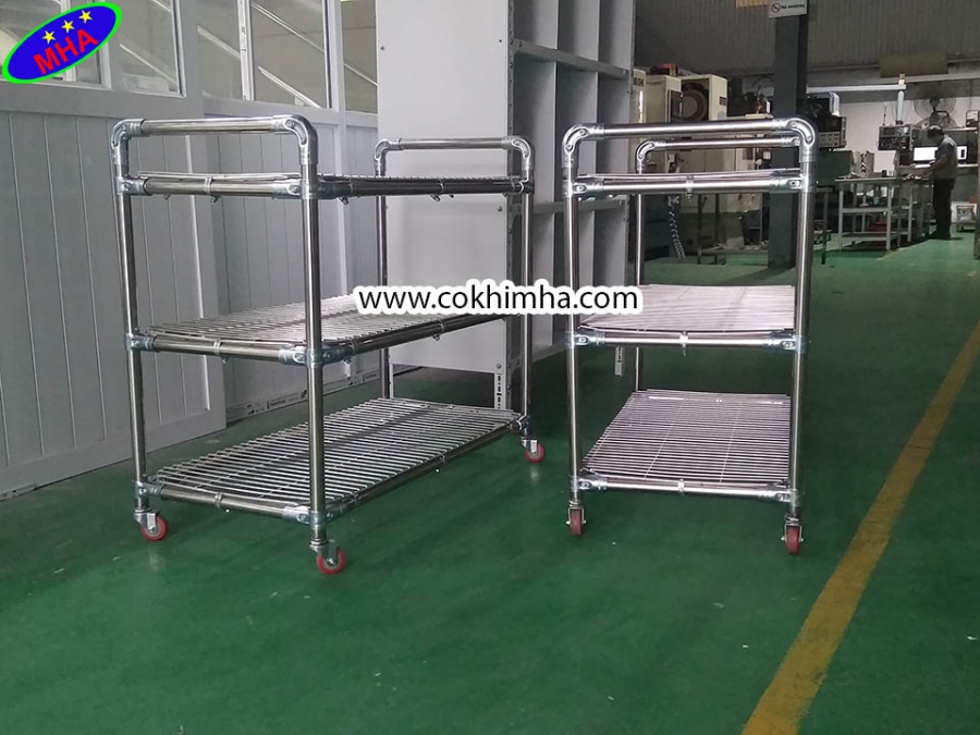 Xe đẩy hàng inox 3 tầng trong công nghiệp - MHA