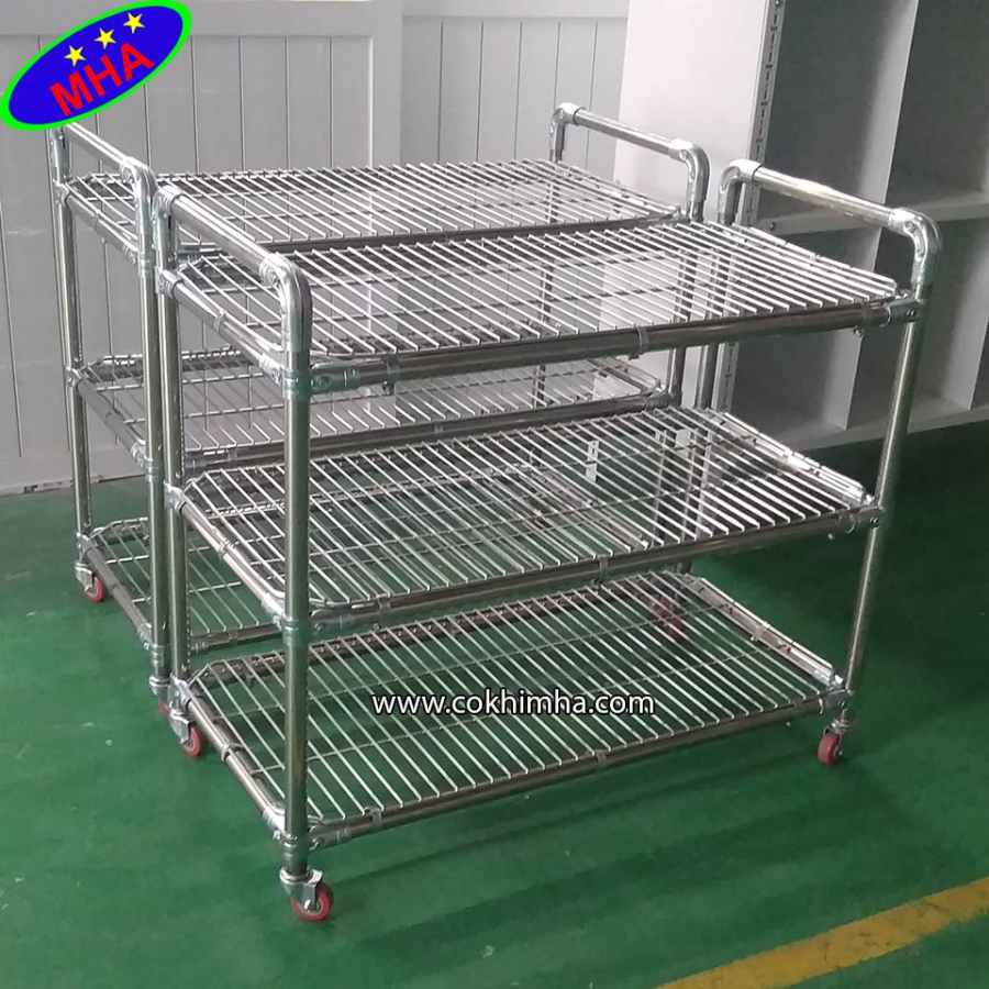 Xe đẩy hàng inox 3 tầng trong công nghiệp - MHA